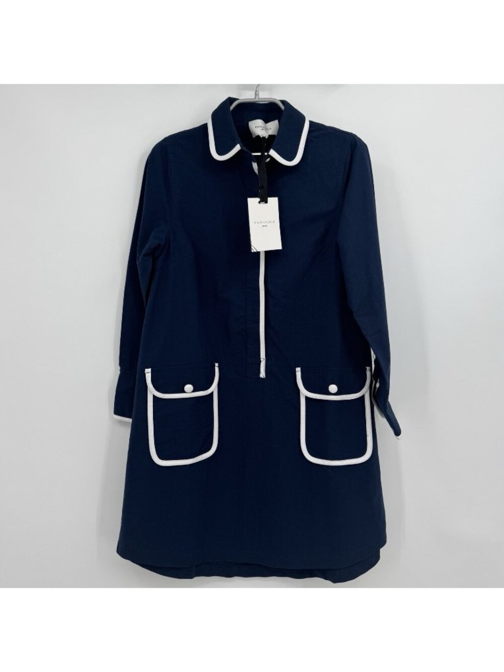 Pomander Place by Tuckernuck Navy Blue Perkins Shirt Dress sz XS Shift Mini NWT